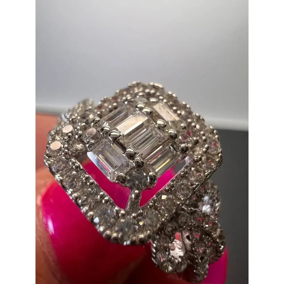 CZ Sterling silver cocktail ring size 9 - Picture 7 of 10
